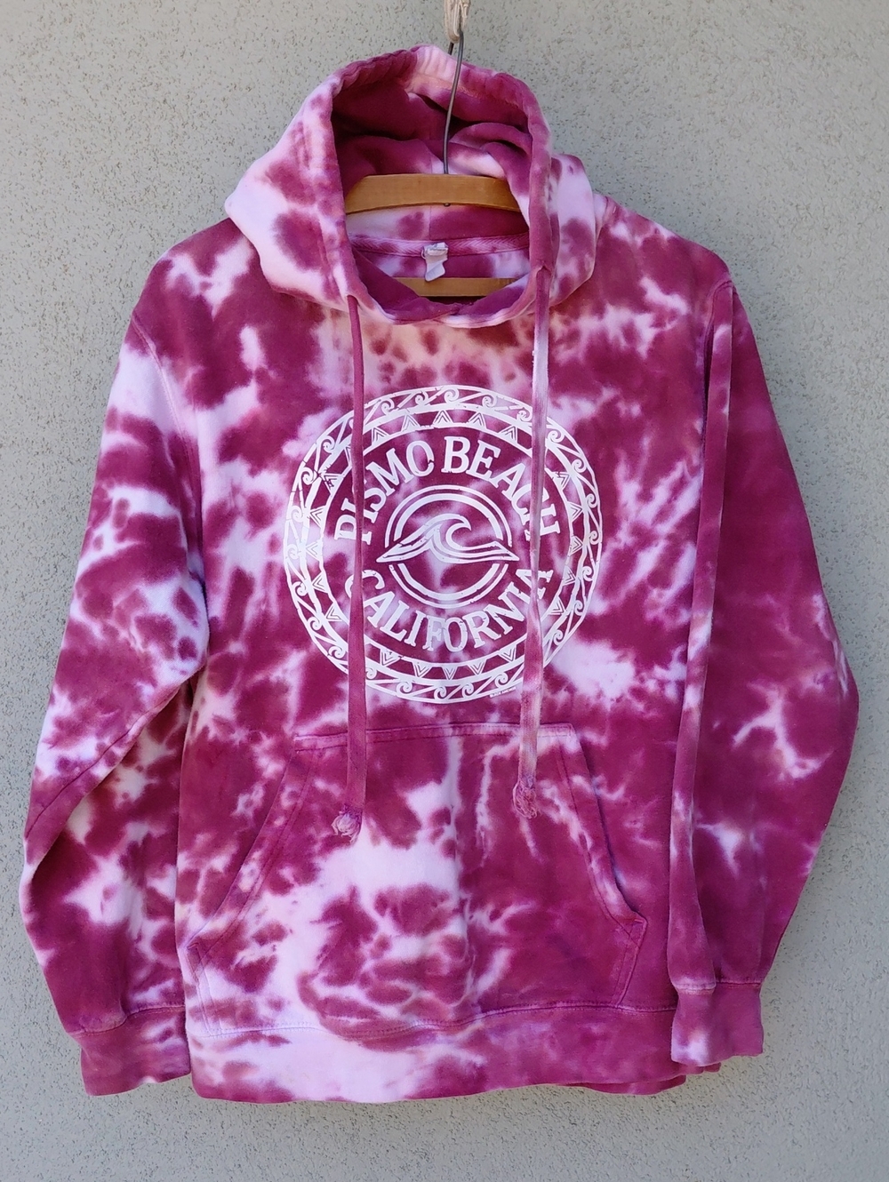 Pismo Beach Dusky Maroon Tie Dye Hoodie Unisex Medium
